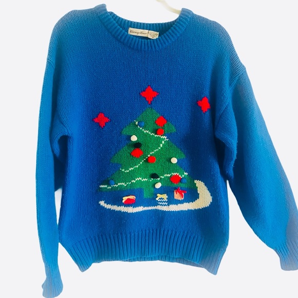 Ugly Christmas Sweater Sweaters - VINTAGE Christmas tree knit sweater novelty 3D presents medium